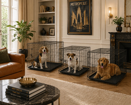 Door metal dog crate with - crate,