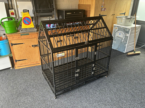 Pawhut steel dog - steel, crate