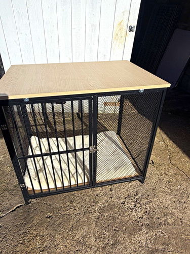 Wood top metal mesh - dog, crate