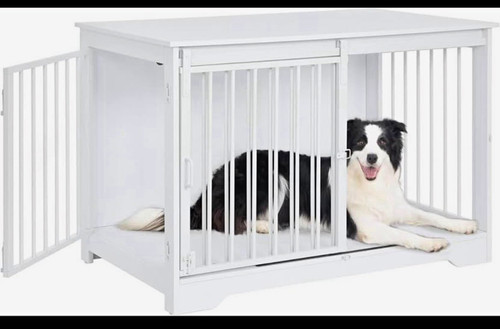 White wooden dog crate 36in - dog,