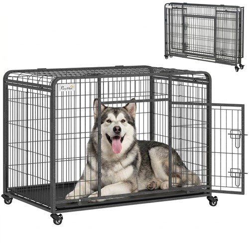 Pawhut metal dog cage kennel - metal,