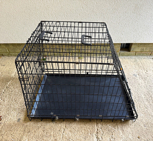 Black steel wire folding dog - steel,