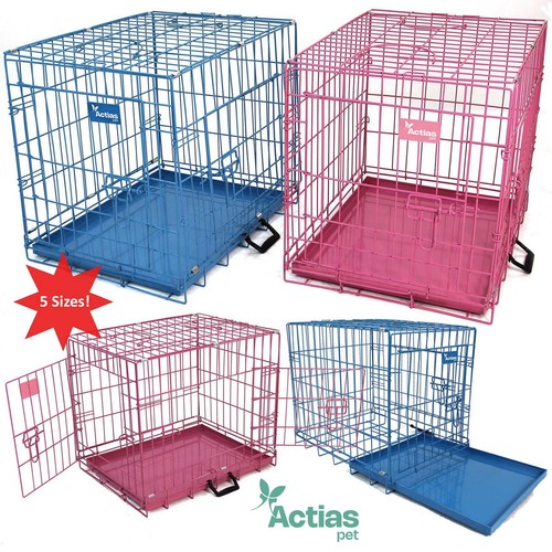 Pink blue dog cage puppy - dog, metal